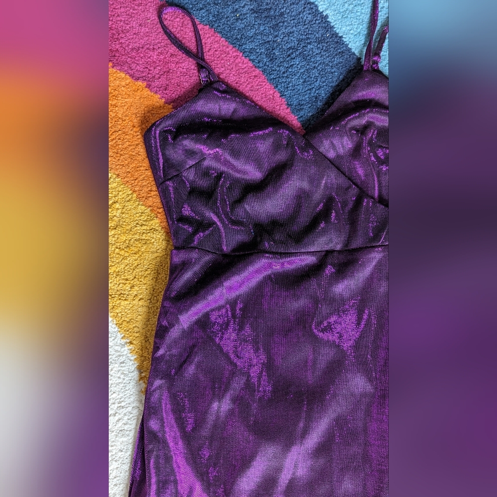 NWT Lulu's Purple Metallic Shimmer Dress - Picture 4 of 14